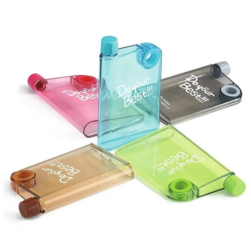 Orange Ultra Slim Notebook Style Water Bottle 380ml | Portable Memo Bottle for Travel, School & Office
