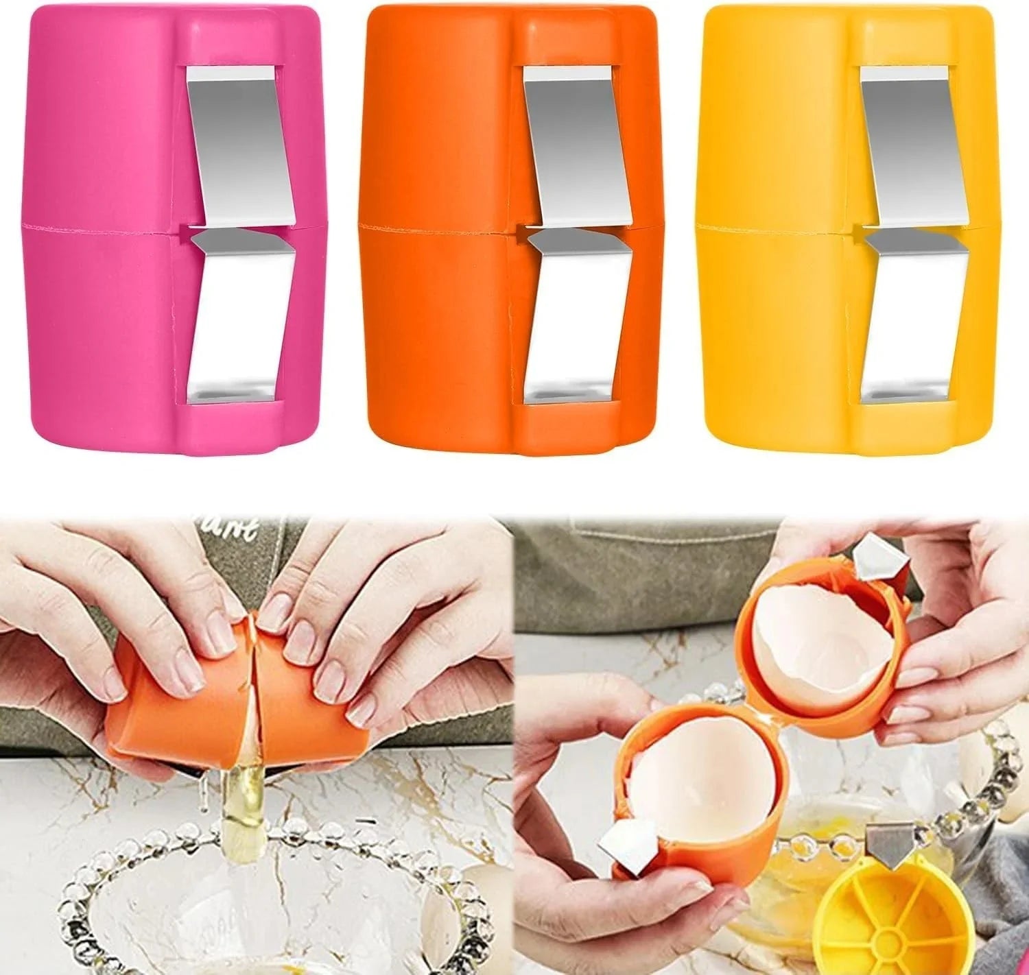 Efficient Egg Opener & Egg Shell Cracker Tool | Stainless Steel Egg Shell Opener Kitchen Gadget for Raw & Boiled Eggs | Random color