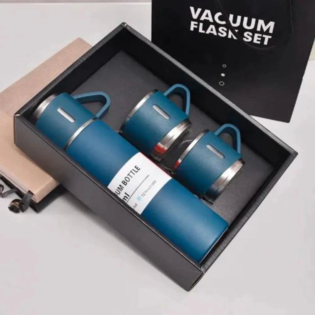 3 Cup 500ML Double-Layer Stainless Steel Vacuum Flask Set | Hot & Cold | Travel Thermos