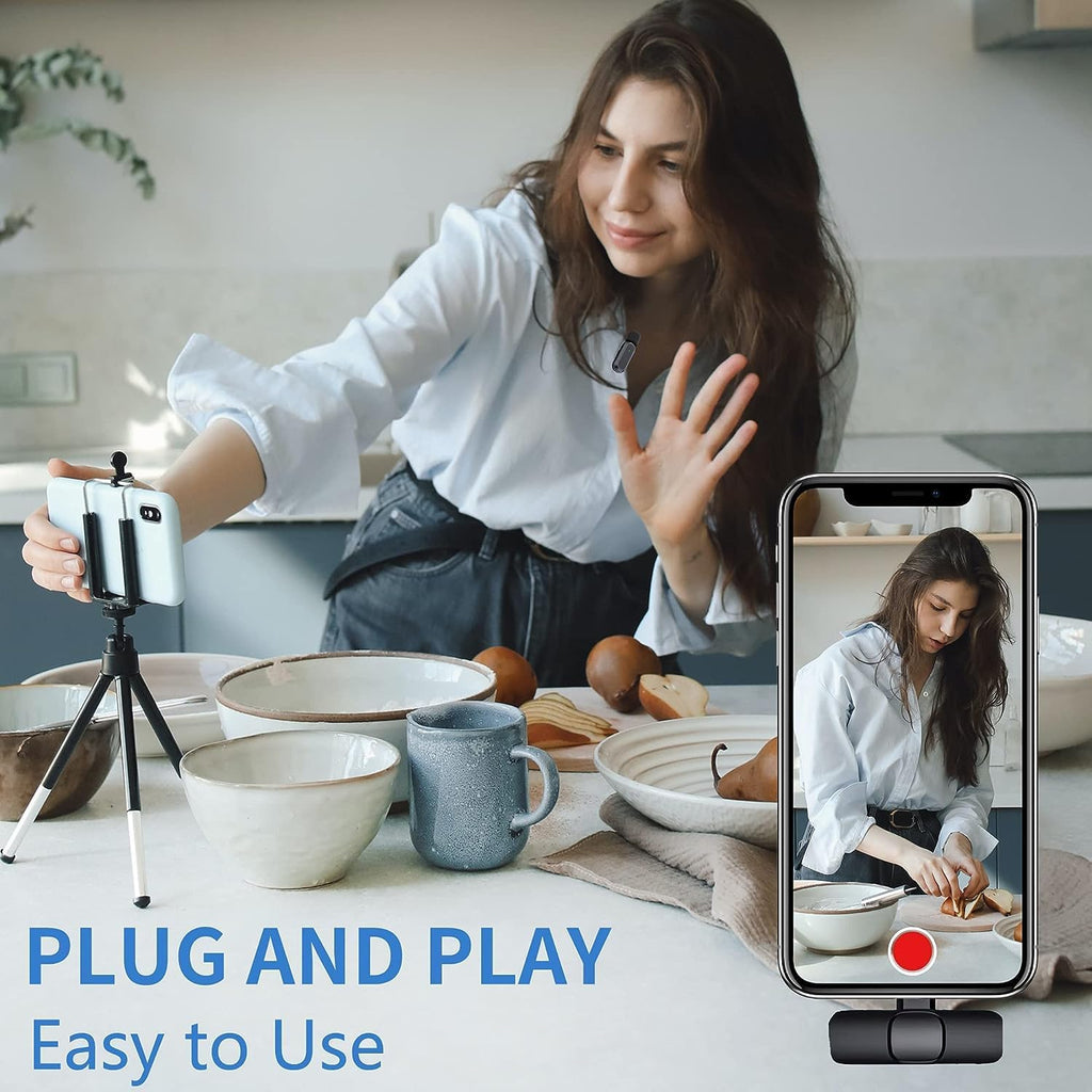 K9 Dual Wireless Lavalier Microphone | Plug & Play USB Type-C | Mic with Auto Sync & Noise Reduction