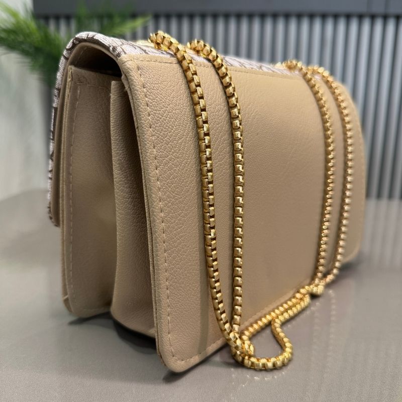 Beige | Dior Oblique Canvas & Leather Flap Clutch | Luxury Designer Handbag for Women