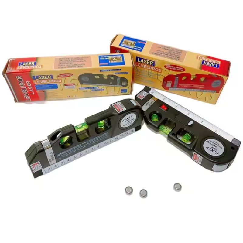 Laser Level Pro3 Multipurpose Tool | Vertical, Cross Line & Measuring Tape with Rulers