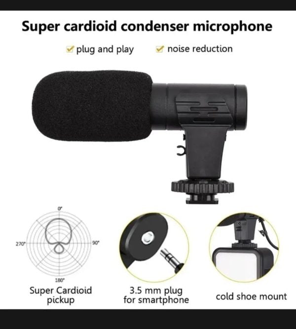 AY-49 Video Making Kit | All-in-One Vlogging Tripod with Wireless Remote, Microphone, LED Light & Mobile Holder