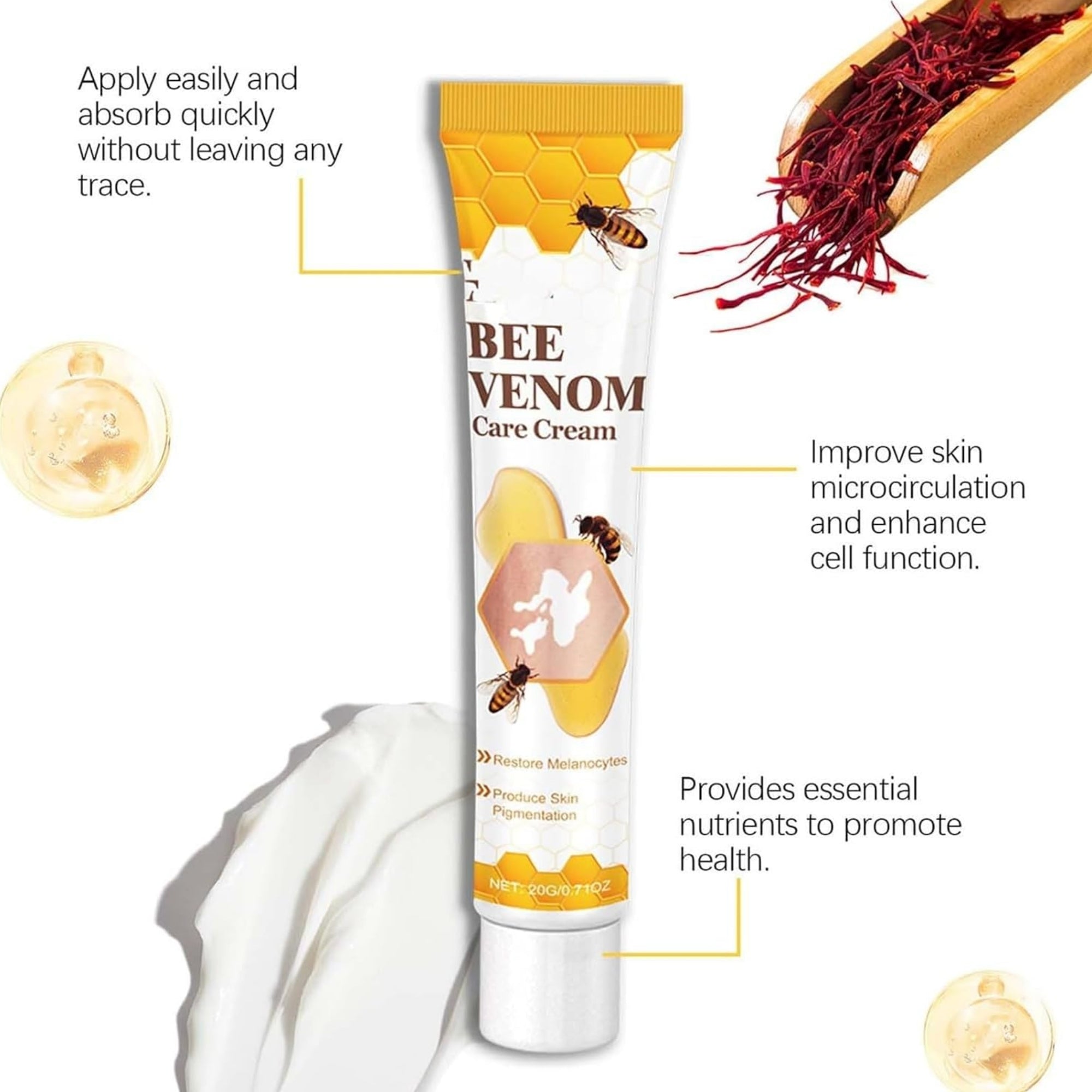 Vitigo Bee Venom Treatment Cream | Natural Skin Repair Hydration Relief Anti-Irritation